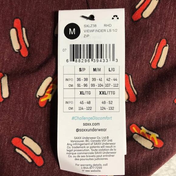 Saxx Viewfinder Half Zip Top Men's Size Medium Long Sleeve Red Hot Diggity NWT - Picture 5 of 8